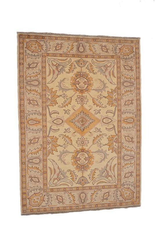 Silk Traditional Neutral Floral Vintage Handmade Wool Turkish 4 x 6 Beige Hand K