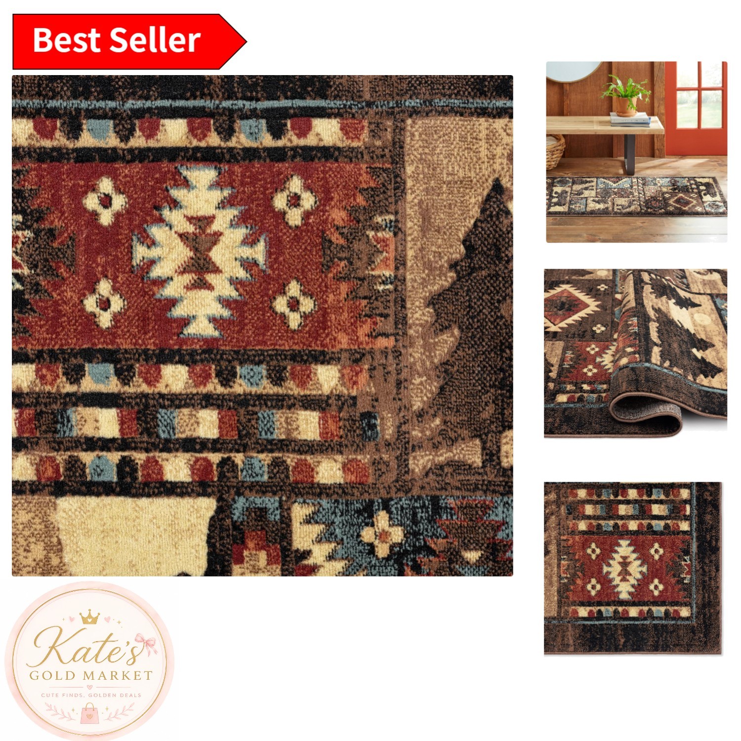 Elegant Rectangular Buffalo Bear Rug 1’10” x 6’10” – Perfect for Wildlife Lovers