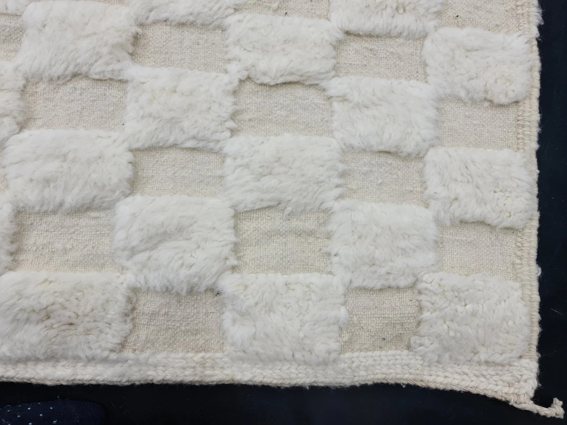 MADE TO ORDER – ARTISTIC BENIOUARAIN RUG- Moroccan Handwoven Rug- White Rug