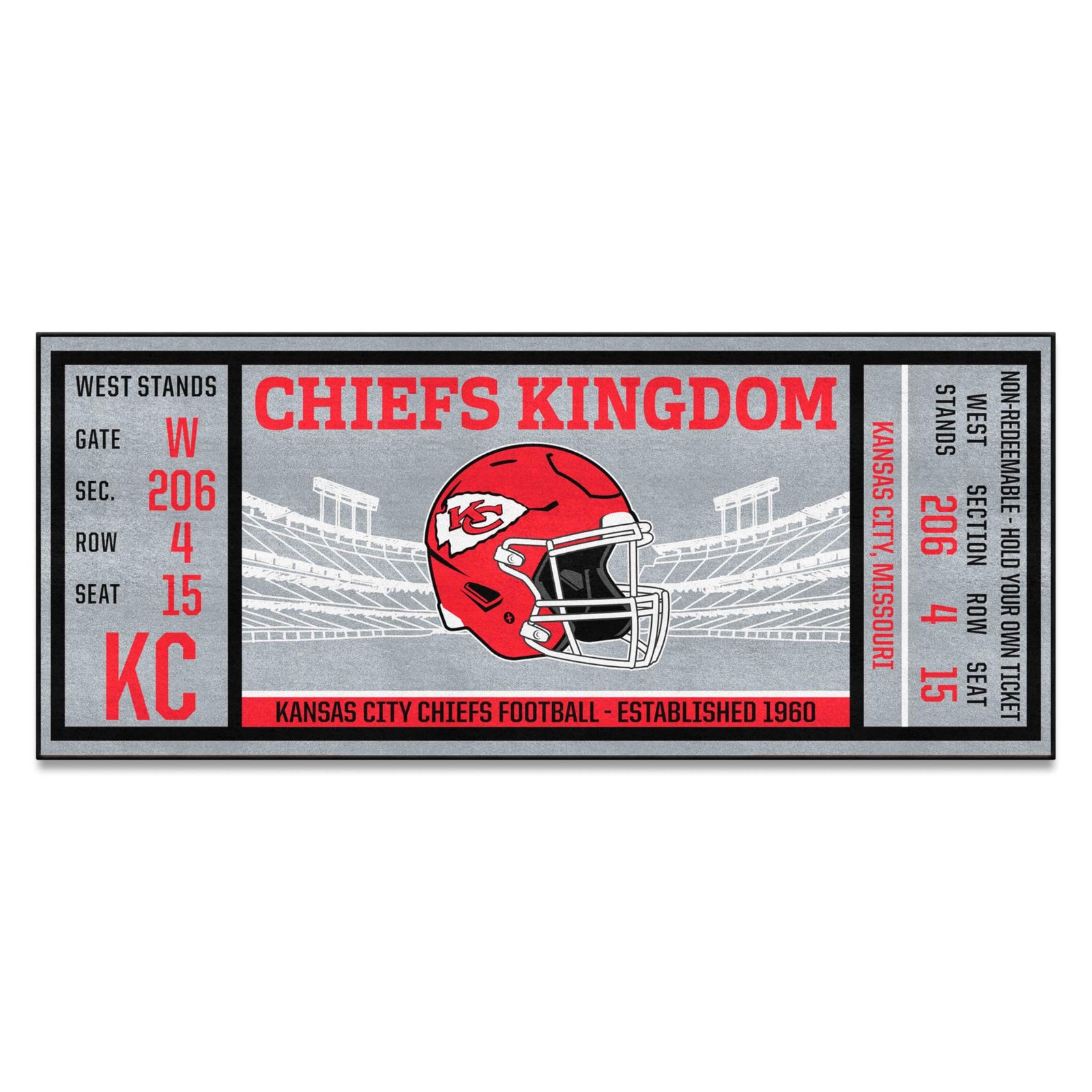 FANMATS NFL Team Color Ticket Runner – 100% Nylon, Non-Skid Backing