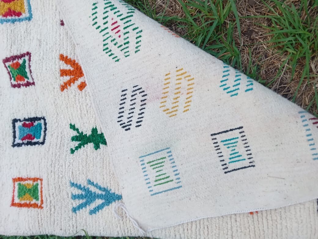 Rug Handmade Moroccan Vintage Rug Geometric Berber Multicolor Carpet 3’2″x4’5″ft