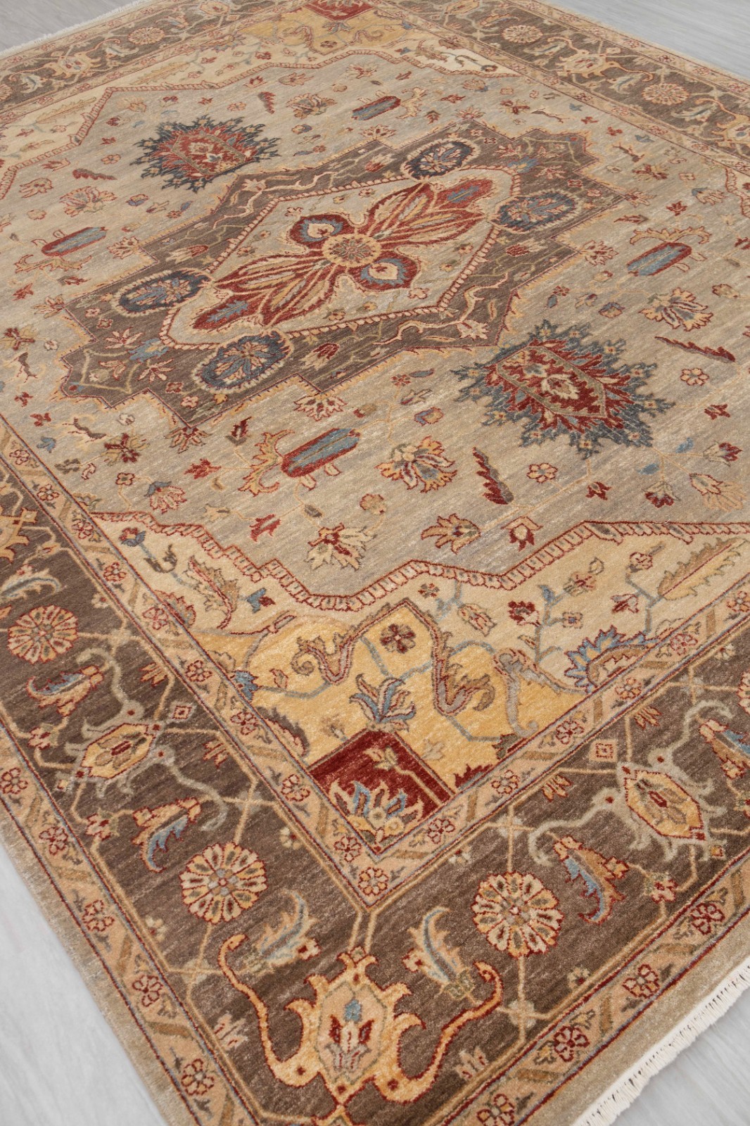 8×10 Charcoal Brown Persiann Serapi Reproduction Handmade Fine Quality Wool Rug