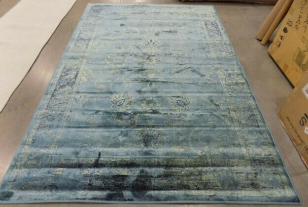 TURQUOISE / MULTI 5′-3″ X 7′-6″ Pressed Pile Rug Reduced Price VTGB117-2220-5